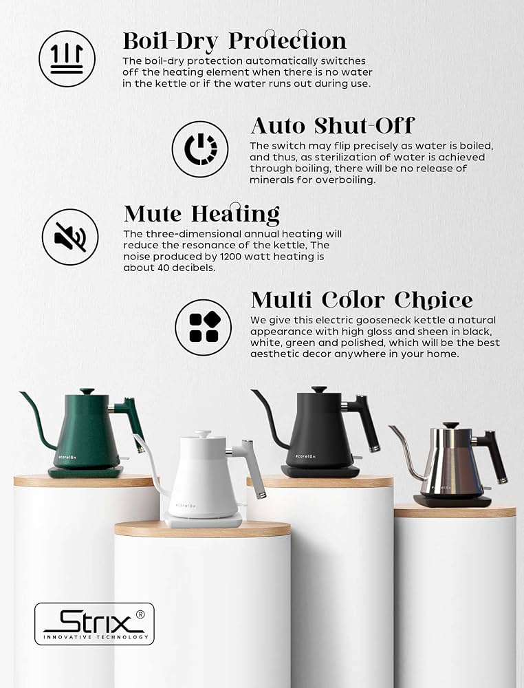 Amazon | ECORELAX 電気ケトル 0.8L ケトル 電気 コーヒーケトル